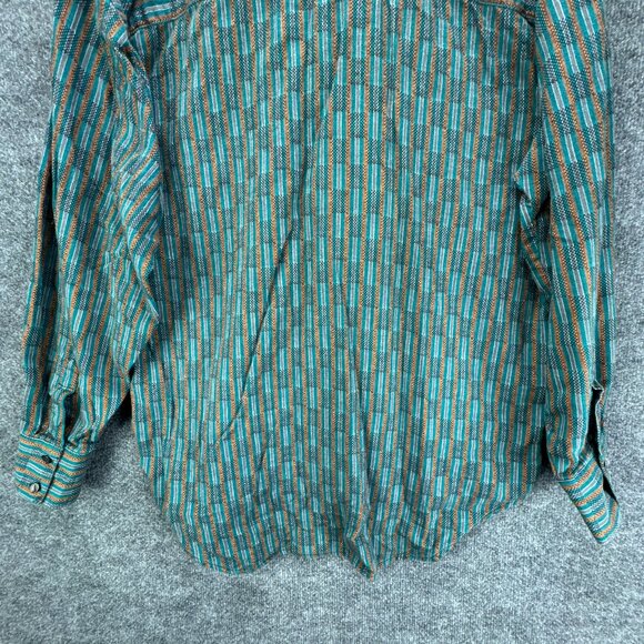Vtg 90s Levis Sutter Creek Shirt Mens Large Teal Flannel Western Southwest Aztec - Picture 6 of 15